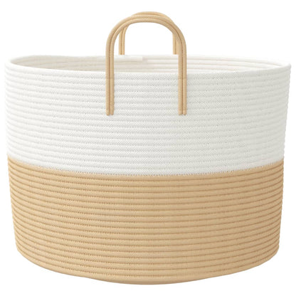 Cestino Portaoggetti Beige e Bianco Ø51x33 cm in Cotone - homemem39