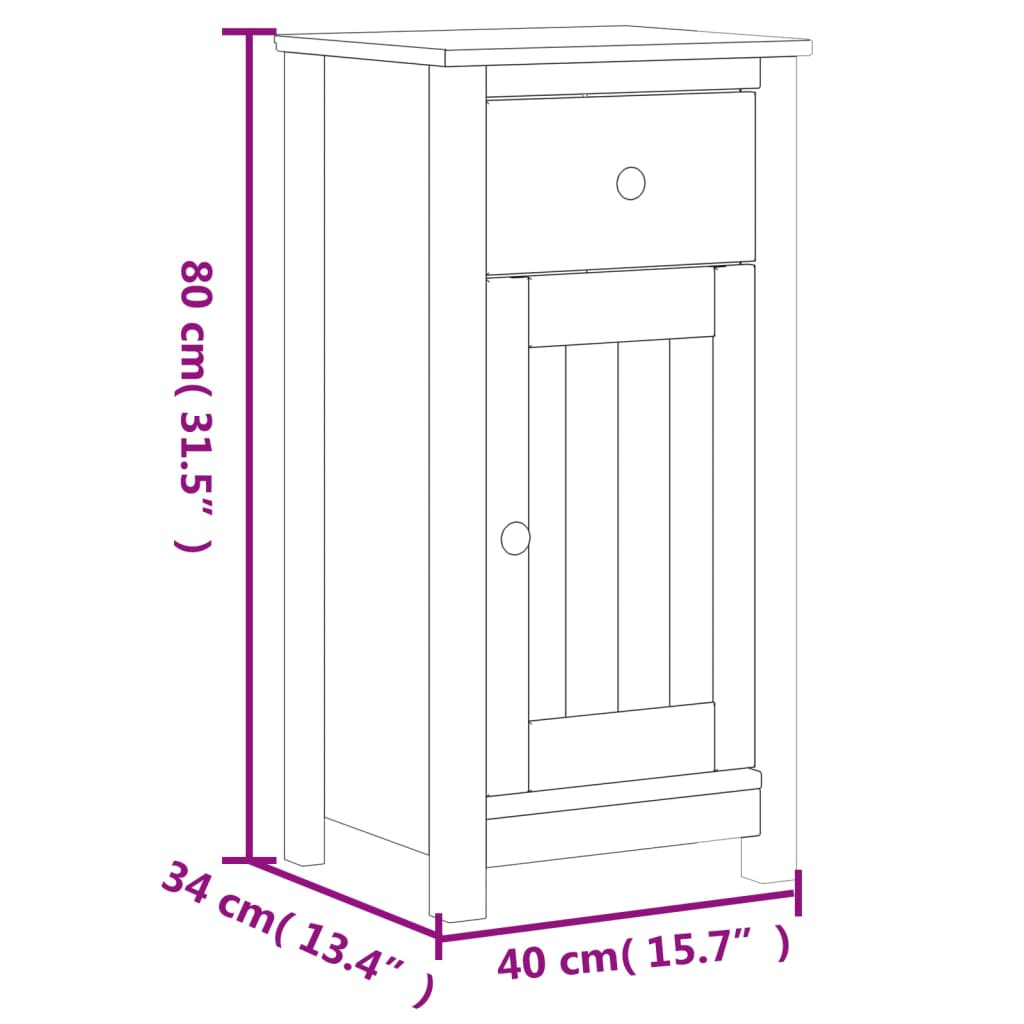 Mobile da Bagno BERG Bianco 40x34x80 cm Legno Massello di Pino - homemem39