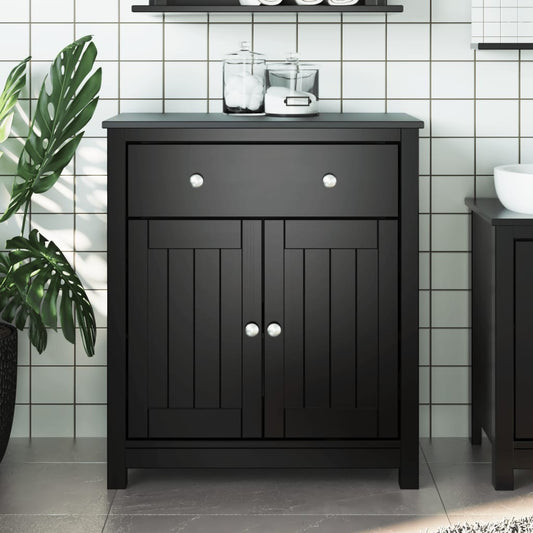 Mobile da Bagno BERG Nero 69,5x34x80 cm Legno Massello di Pino - homemem39