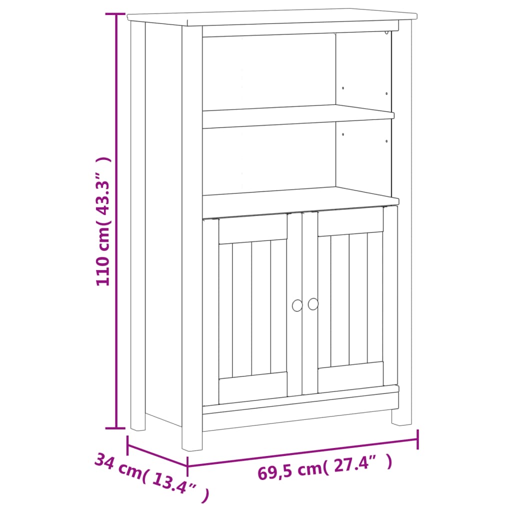 Mobile da Bagno BERG Bianco 69,5x34x110 cm Legno Massello Pino - homemem39