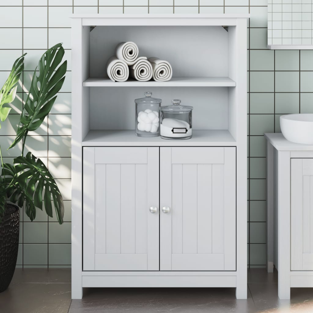 Mobile da Bagno BERG Bianco 69,5x34x110 cm Legno Massello Pino - homemem39