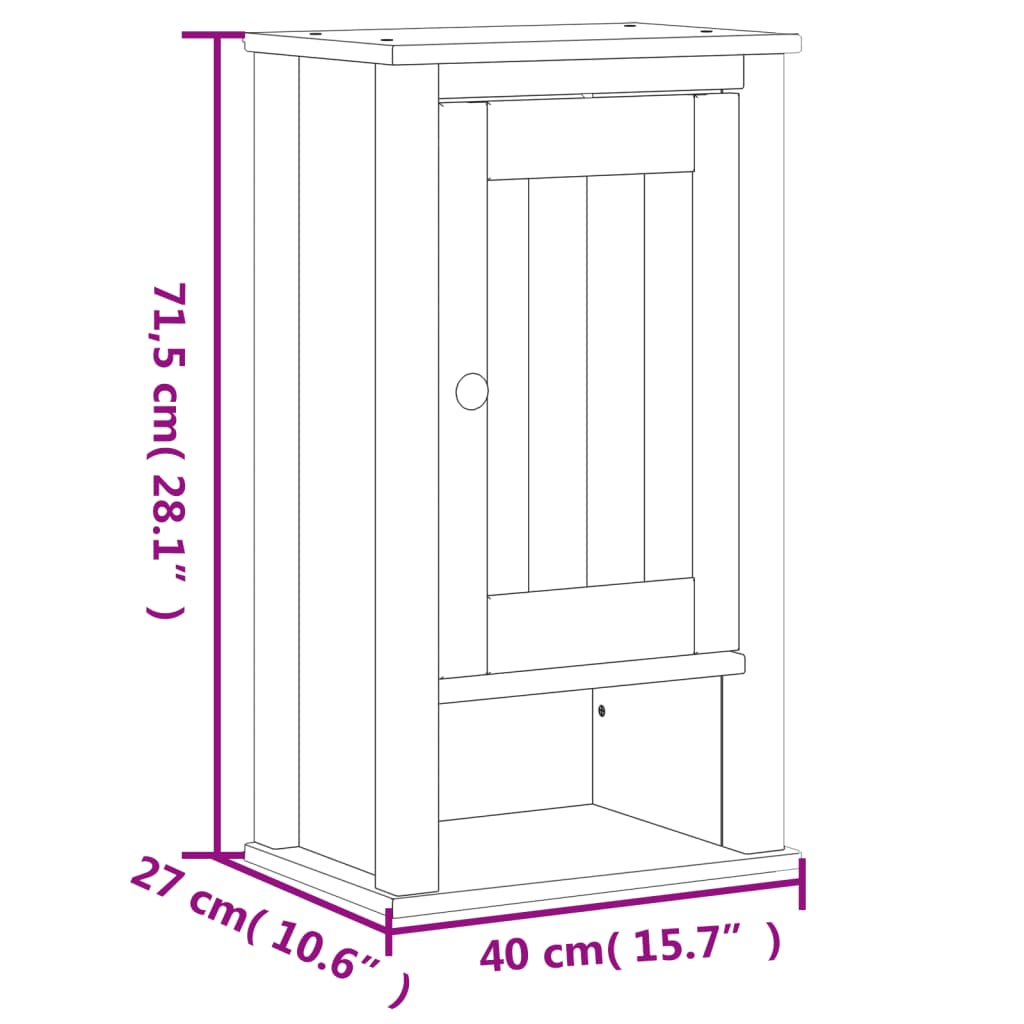 Mobile da Bagno a Muro BERG Bianco 40x27x71,5 cm Massello Pino - homemem39