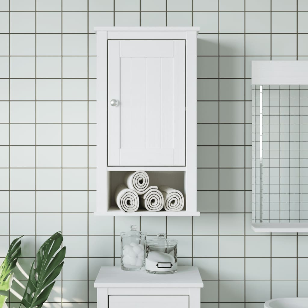 Mobile da Bagno a Muro BERG Bianco 40x27x71,5 cm Massello Pino - homemem39