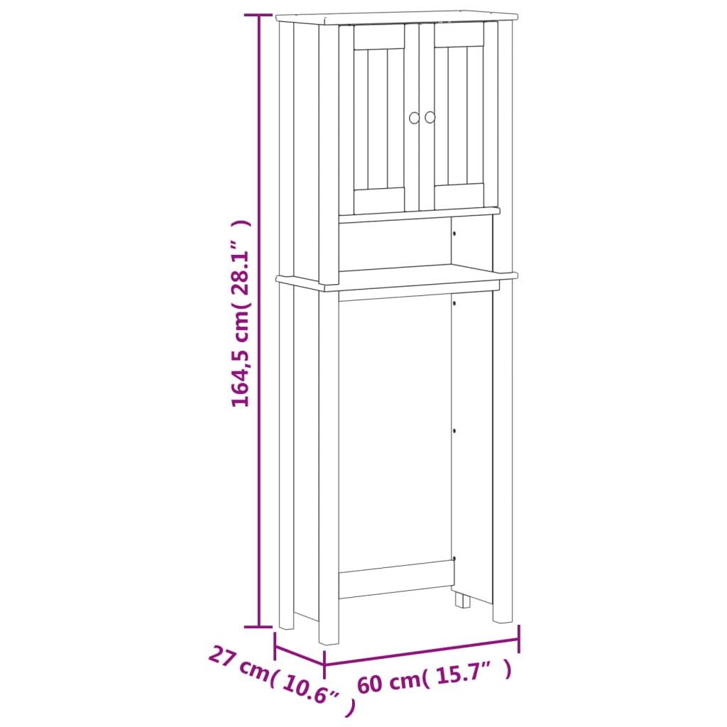 Portaoggetti Sopra WC BERG Bianco 60x27x164,5 cm Legno Massello - homemem39