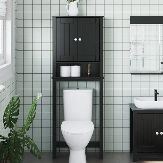 Portaoggetti Sopra WC BERG Nero 60x27x164,5 cm Legno Massello - homemem39