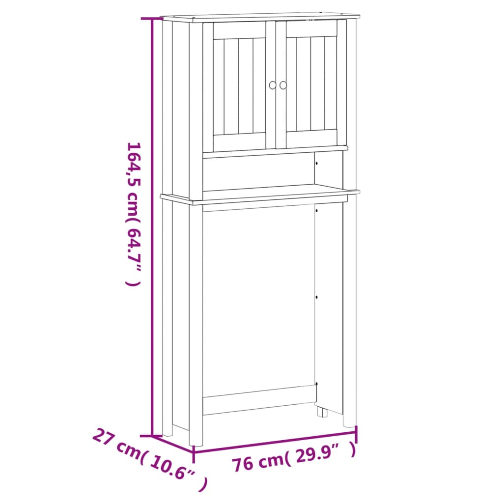 Mobile per Lavatrice BERG Bianco 76x27x164,5cm Legno Massello - homemem39