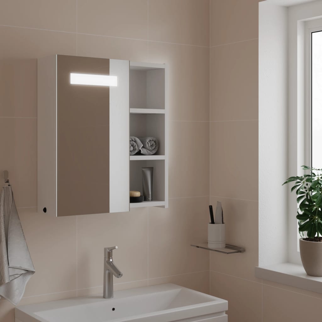 Armadietto Bagno con Specchio e LED Bianco 45x13x52 cm - homemem39