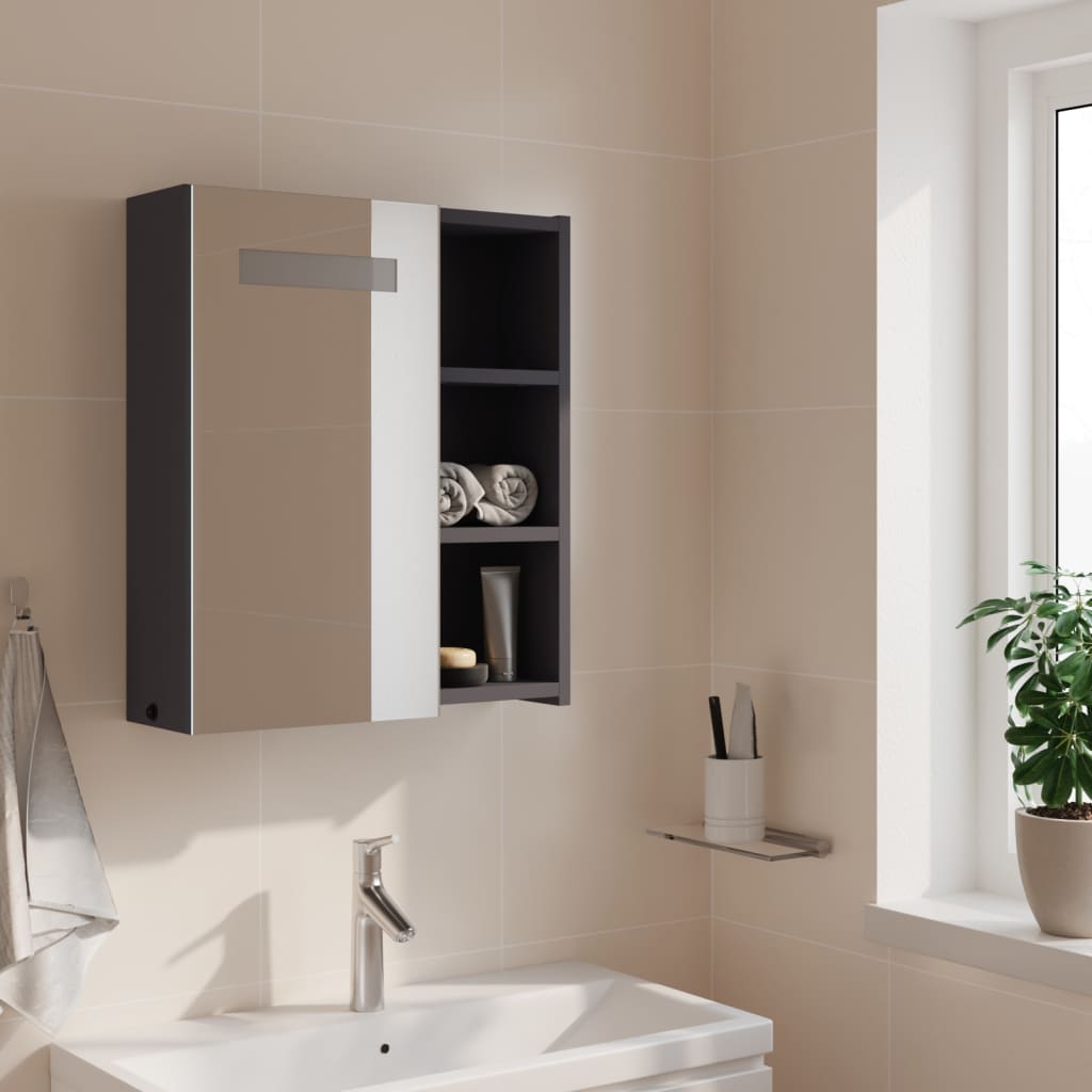 Armadietto Bagno con Specchio e LED Grigio Chiaro 45x13x52 cm - homemem39