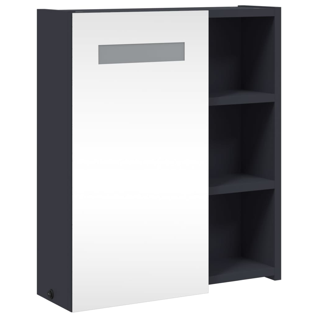 Armadietto Bagno con Specchio e LED Grigio Chiaro 45x13x52 cm - homemem39