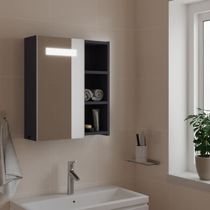 Armadietto Bagno con Specchio e LED Grigio Chiaro 45x13x52 cm - homemem39