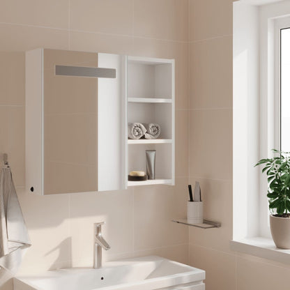 Armadietto Bagno con Specchio e LED Bianco 60x13x52 cm - homemem39