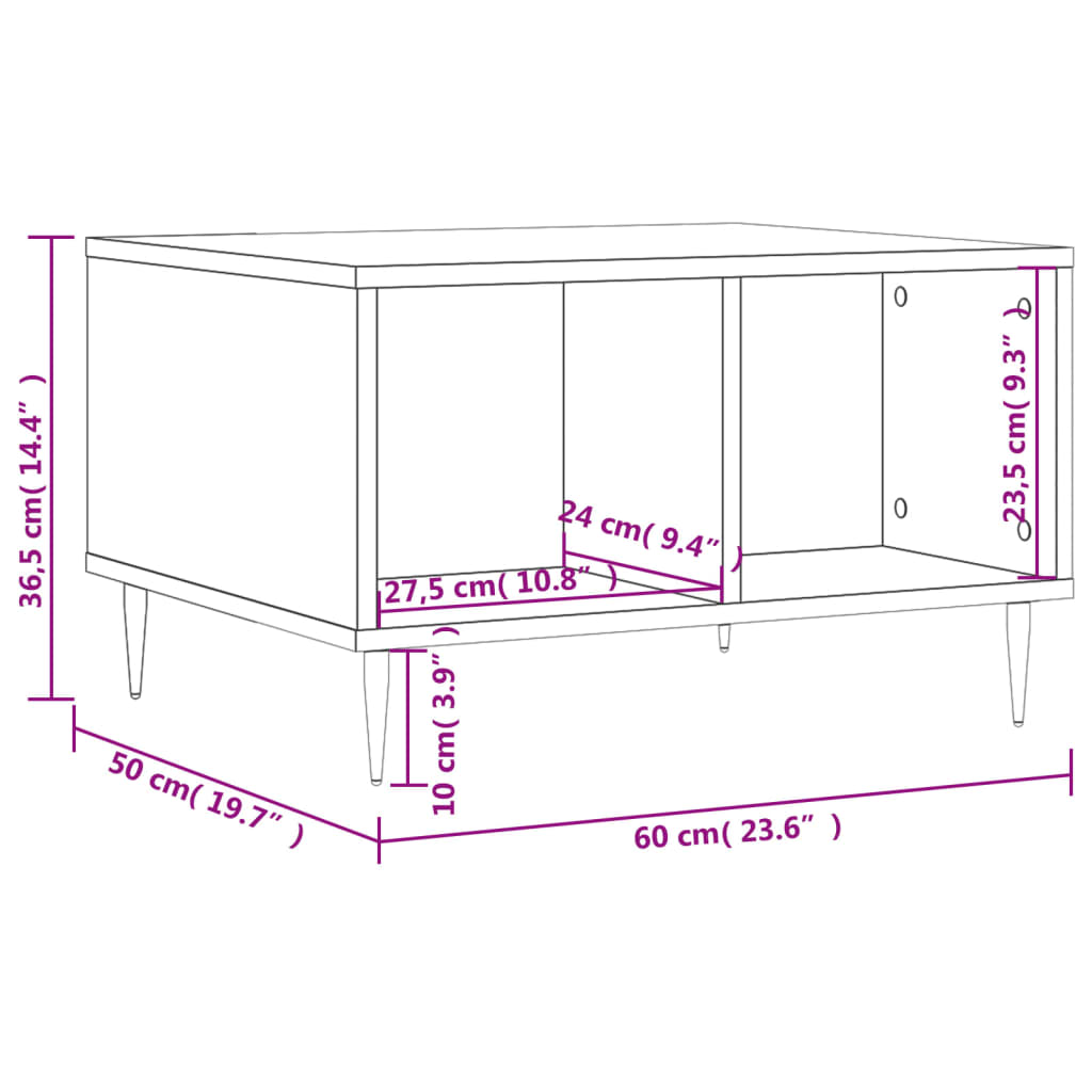 Tavolino da Salotto Bianco 60x50x36,5 cm in Legno Multistrato - homemem39