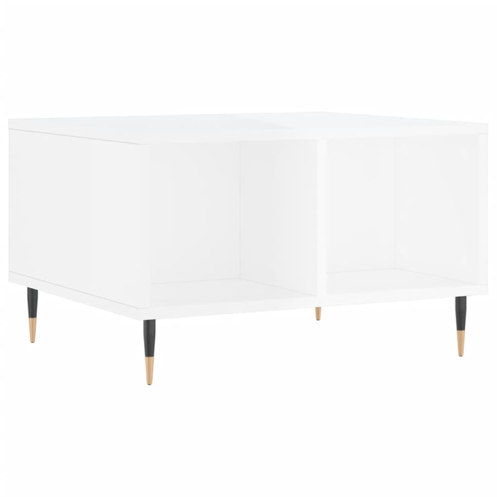 Tavolino Salotto Bianco Lucido 60x50x36,5 cm Legno Multistrato - homemem39