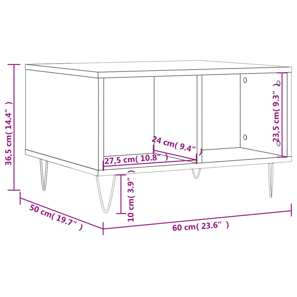 Tavolino da Salotto Rovere Marrone 60x50x36,5 cm in Multistrato - homemem39