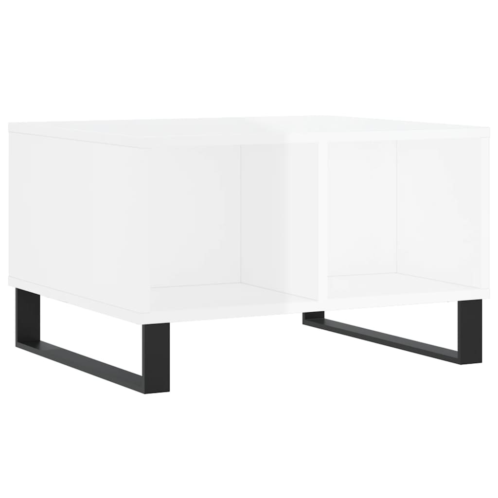 Tavolino Salotto Bianco Lucido 60x50x36,5 cm Legno Multistrato - homemem39