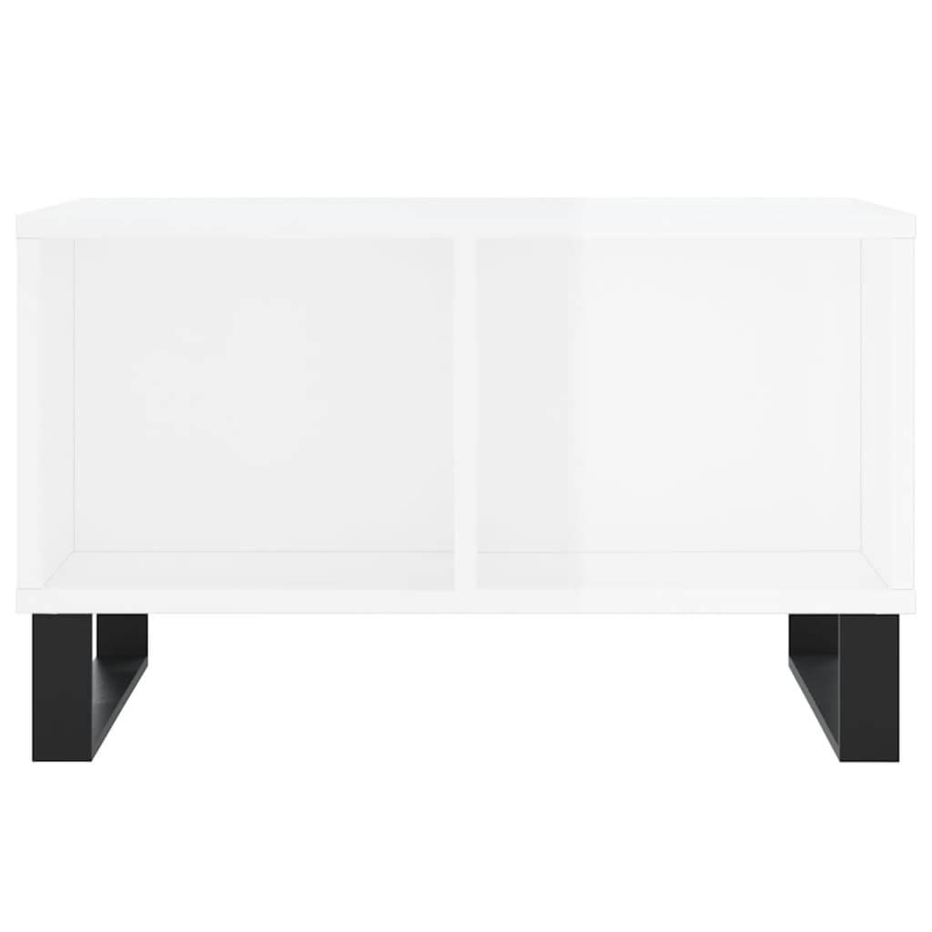 Tavolino Salotto Bianco Lucido 60x50x36,5 cm Legno Multistrato - homemem39