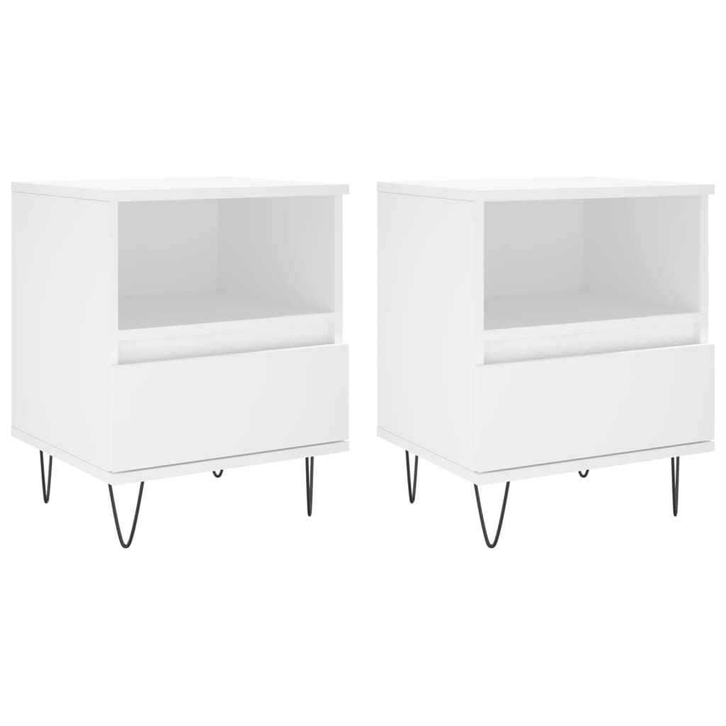 Comodini 2pz Bianchi 40x35x50 cm in Legno Multistrato - homemem39