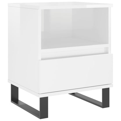 Comodini 2pz Bianco Lucido 40x35x50 cm in Legno Multistrato - homemem39