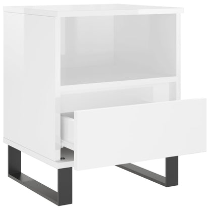 Comodini 2pz Bianco Lucido 40x35x50 cm in Legno Multistrato - homemem39