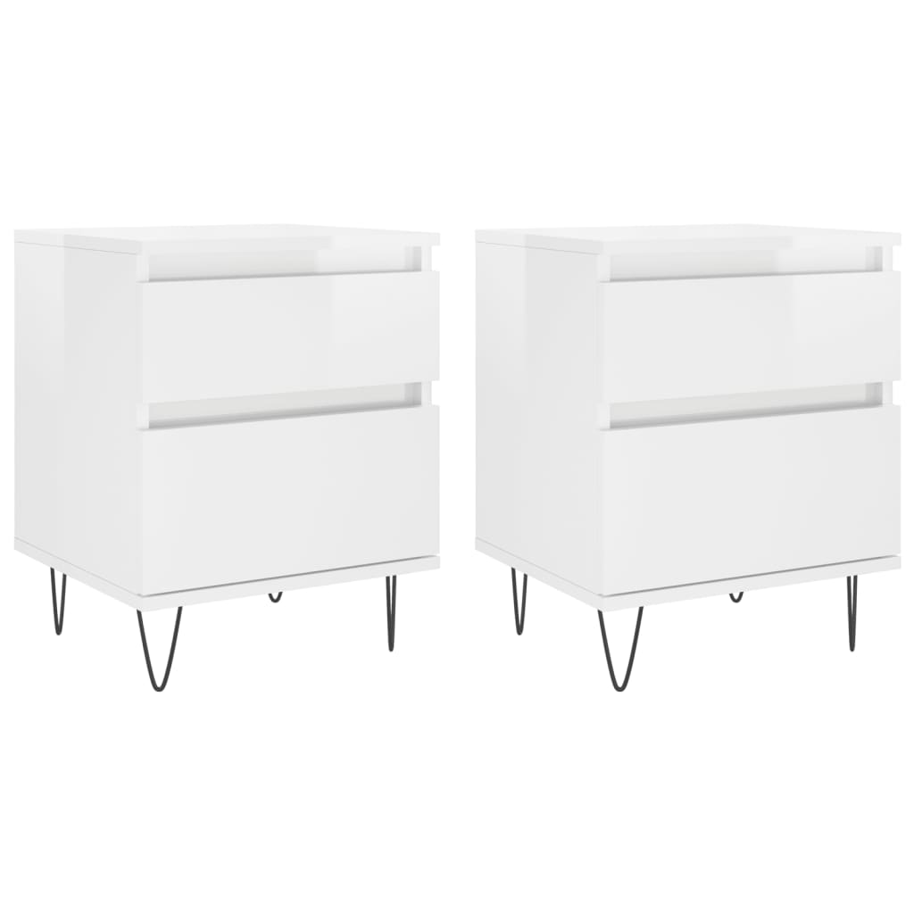 Comodini 2pz Bianco Lucido 40x35x50 cm in Legno Multistrato - homemem39