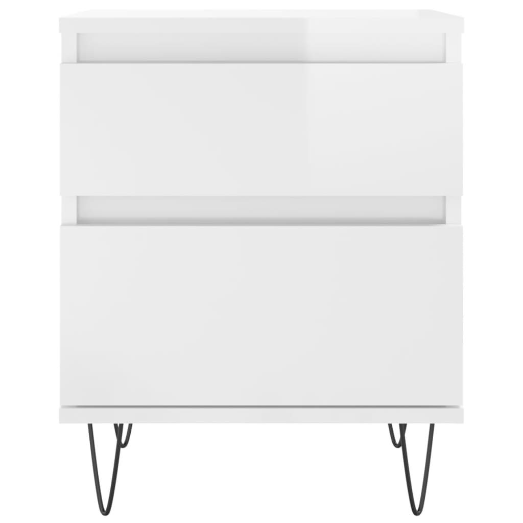 Comodini 2pz Bianco Lucido 40x35x50 cm in Legno Multistrato - homemem39