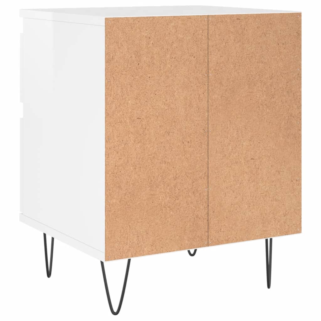 Comodini 2pz Bianco Lucido 40x35x50 cm in Legno Multistrato - homemem39