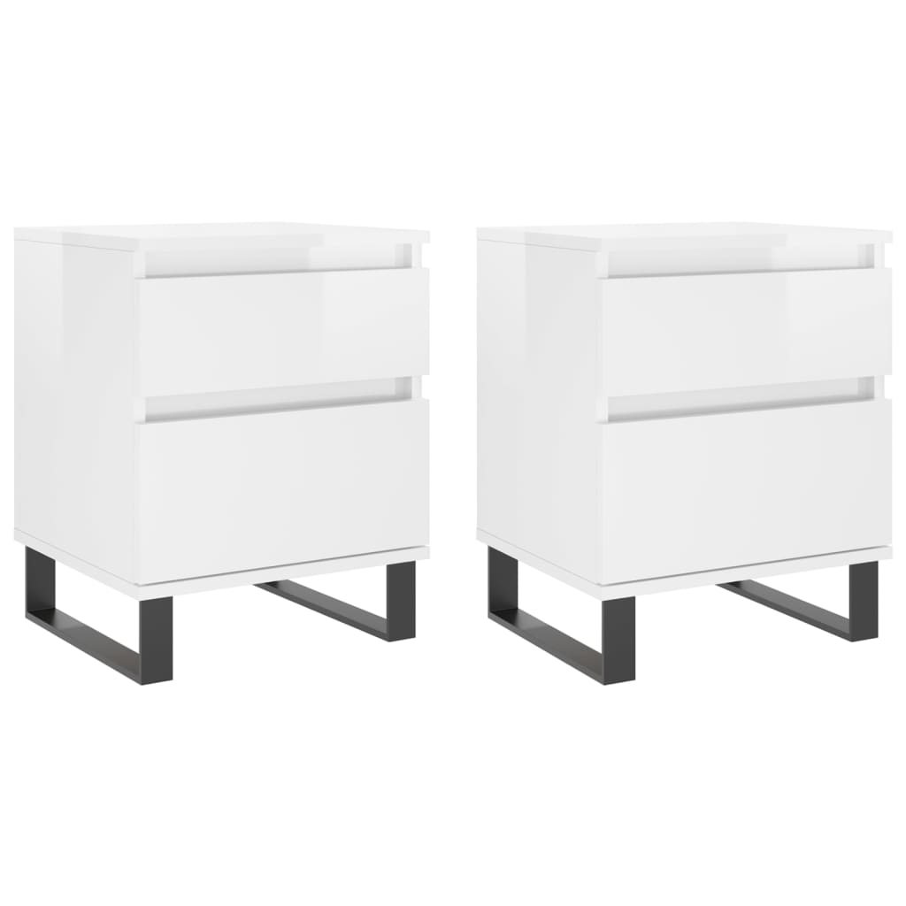 Comodini 2pz Bianco Lucido 40x35x50 cm in Legno Multistrato - homemem39