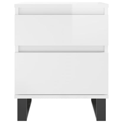 Comodini 2pz Bianco Lucido 40x35x50 cm in Legno Multistrato - homemem39