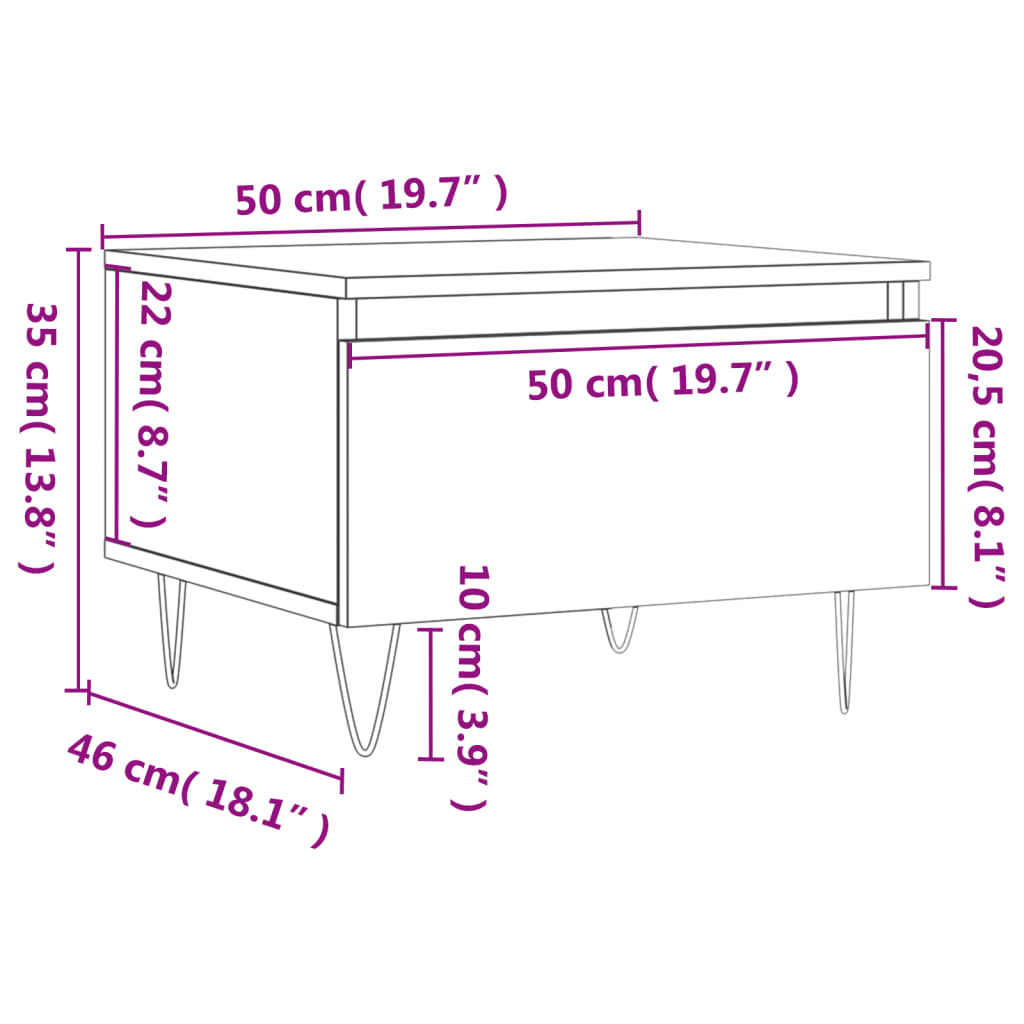 Tavolino da Salotto Bianco 50x46x35 cm in Legno Multistrato - homemem39