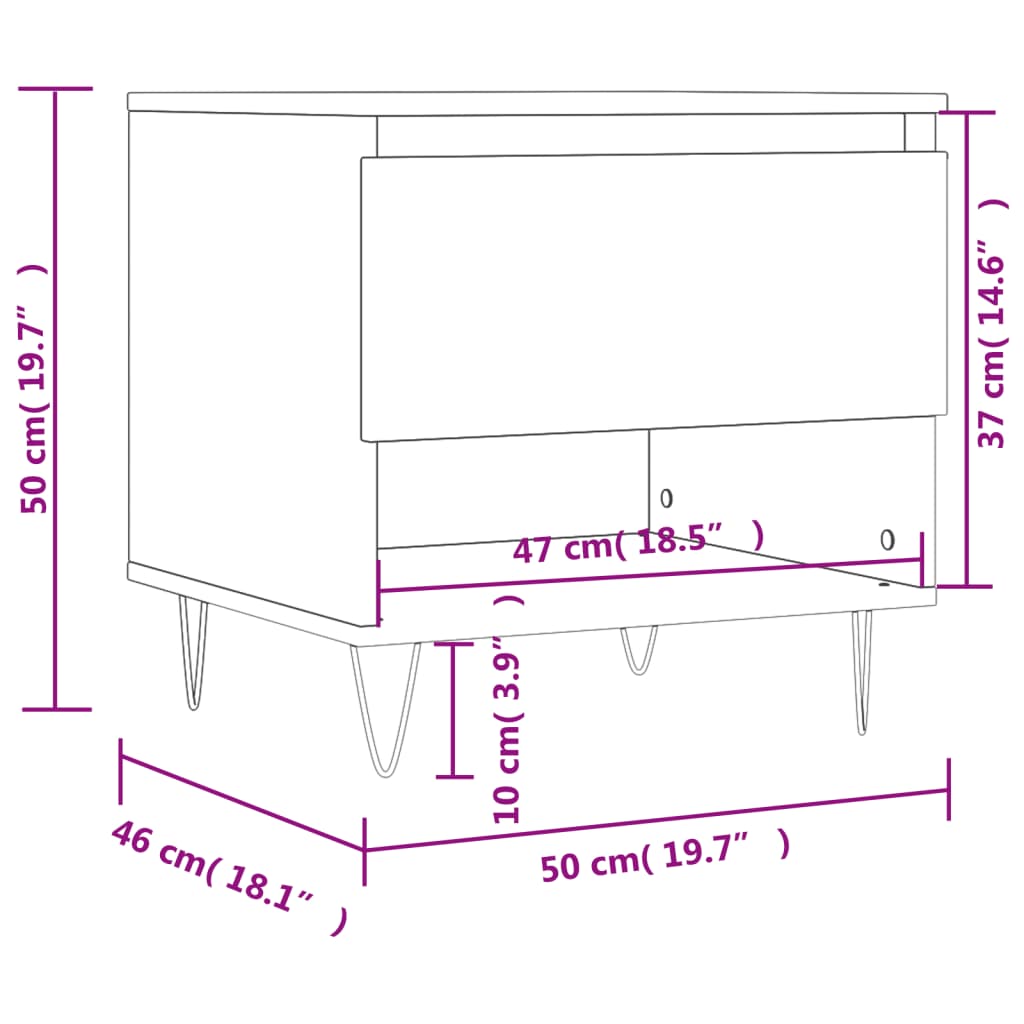 Tavolino da Salotto Nero 50x46x50 cm in Legno Multistrato - homemem39