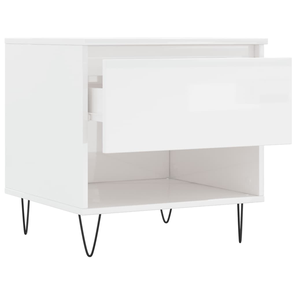 Tavolino Bianco Lucido 50x46x50 cm in Legno Multistrato - homemem39