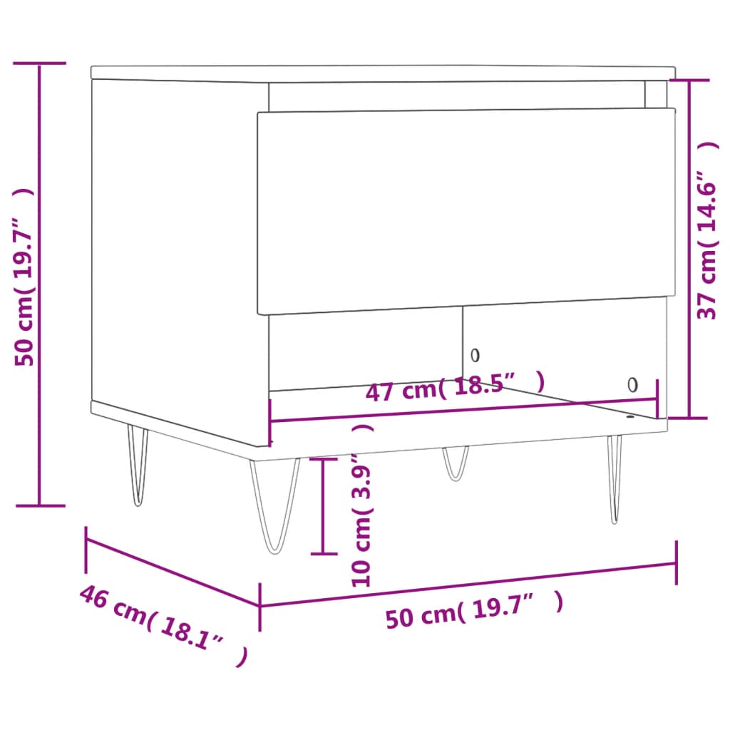 Tavolino Bianco Lucido 50x46x50 cm in Legno Multistrato - homemem39