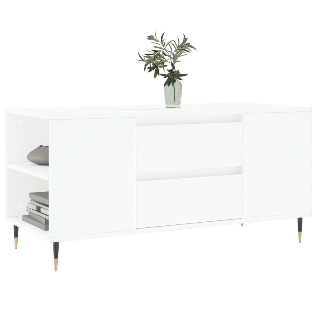 Tavolino da Salotto Bianco 102x44,5x50 cm in Legno Multistrato - homemem39