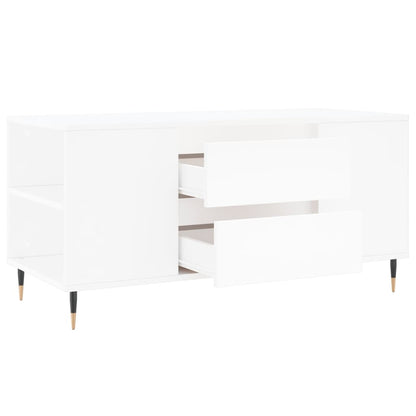 Tavolino da Salotto Bianco 102x44,5x50 cm in Legno Multistrato - homemem39