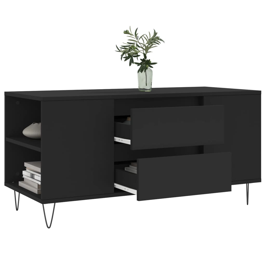 Tavolino da Salotto Nero 102x44,5x50 cm in Legno Multistrato - homemem39