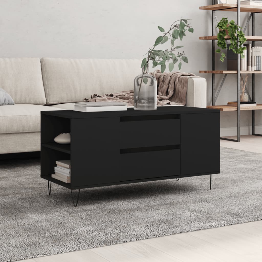 Tavolino da Salotto Nero 102x44,5x50 cm in Legno Multistrato - homemem39