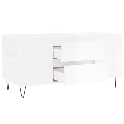 Tavolino Salotto Bianco Lucido 102x44,5x50 cm Legno Multistrato - homemem39