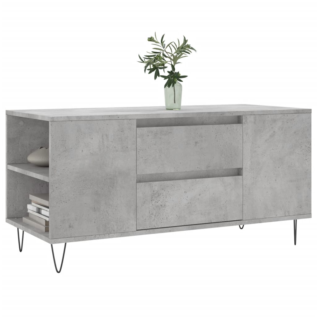 Tavolino Salotto Grigio Cemento 102x44,5x50cm Legno Multistrato - homemem39