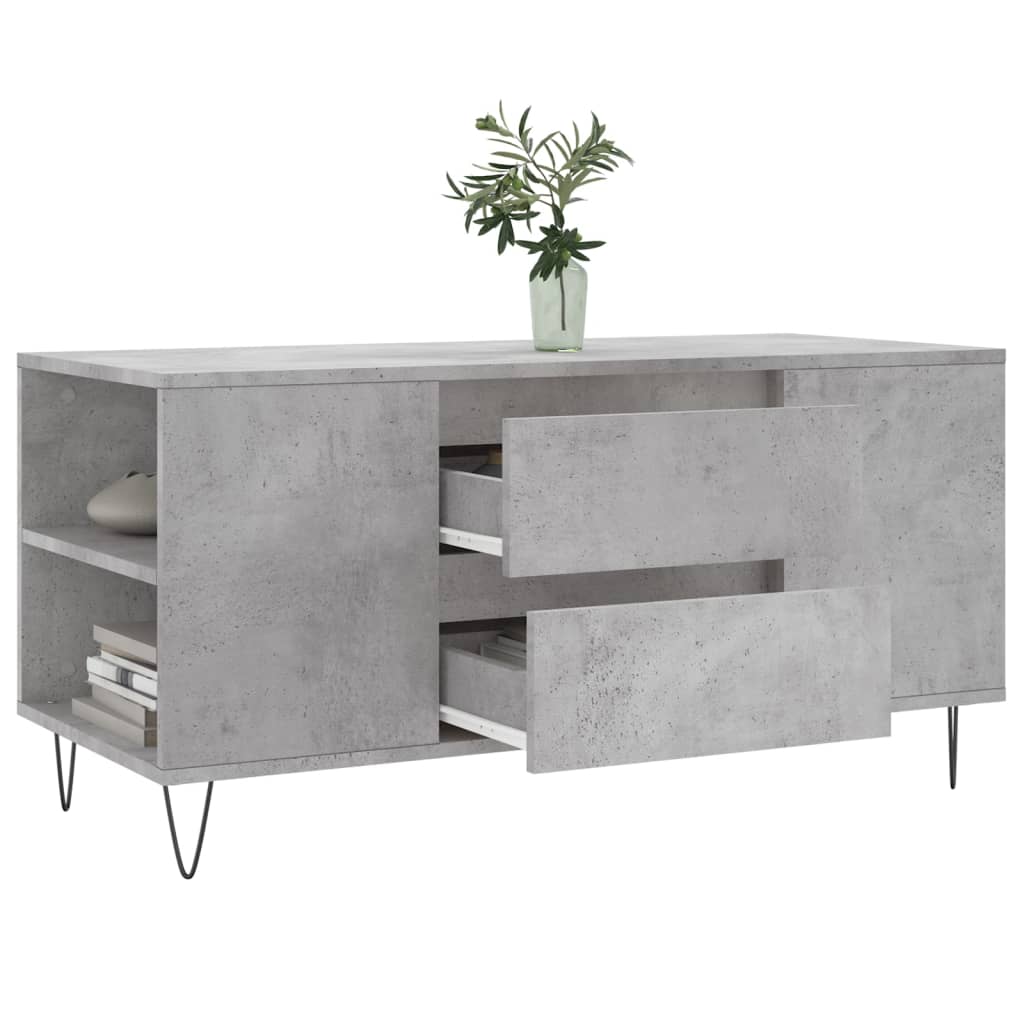 Tavolino Salotto Grigio Cemento 102x44,5x50cm Legno Multistrato - homemem39