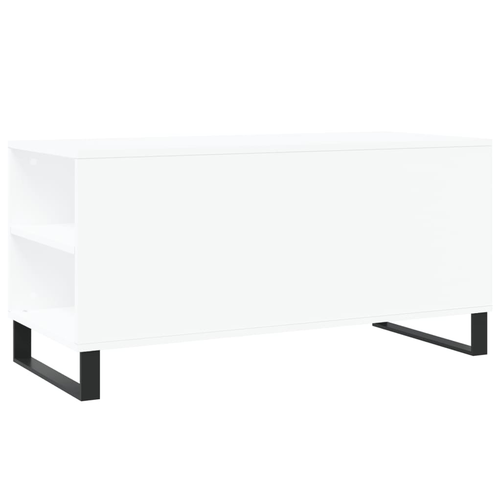 Tavolino da Salotto Bianco 102x44,5x50 cm in Legno Multistrato - homemem39