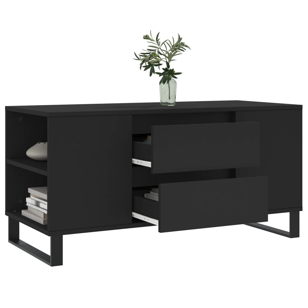 Tavolino da Salotto Nero 102x44,5x50 cm in Legno Multistrato - homemem39