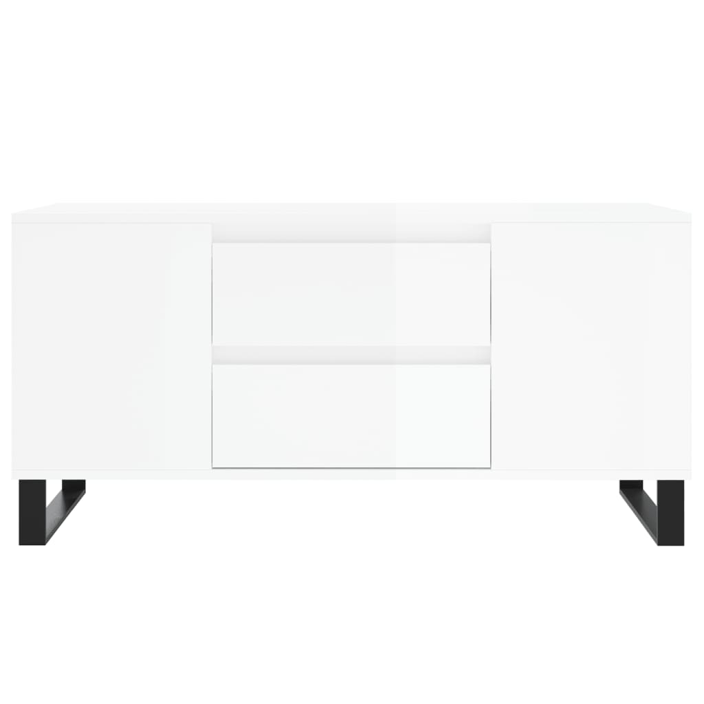 Tavolino Salotto Bianco Lucido 102x44,5x50 cm Legno Multistrato - homemem39