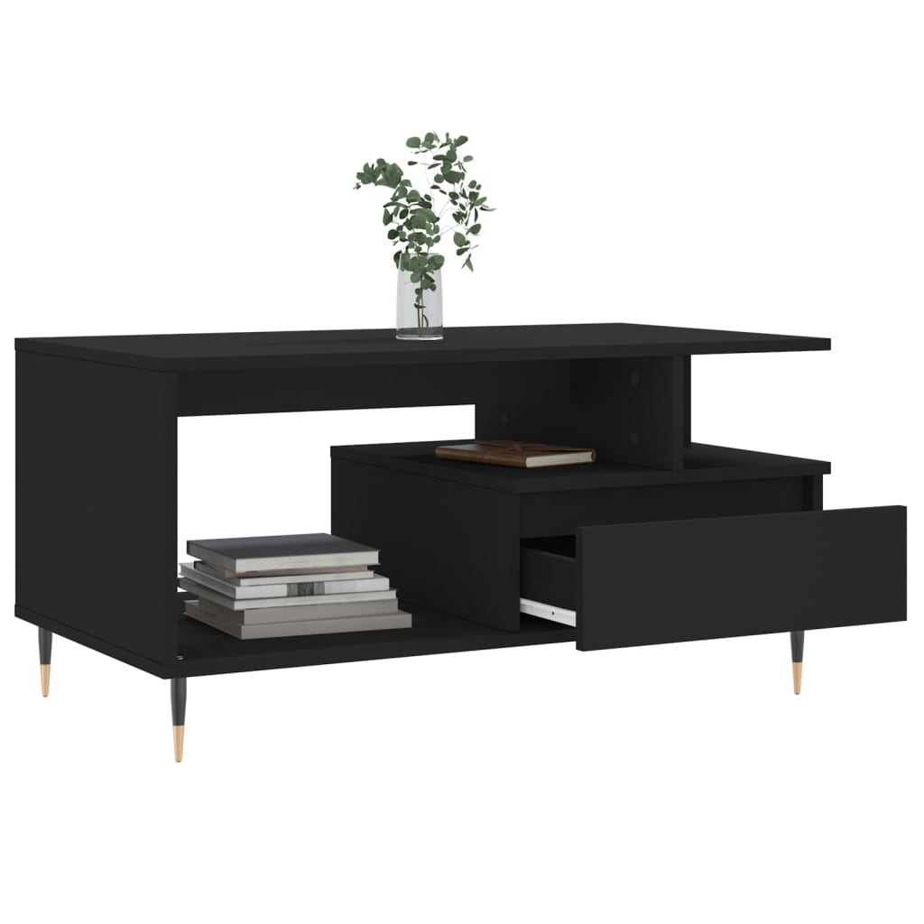 Tavolino da Salotto Nero 90x49x45 cm in Legno Multistrato - homemem39