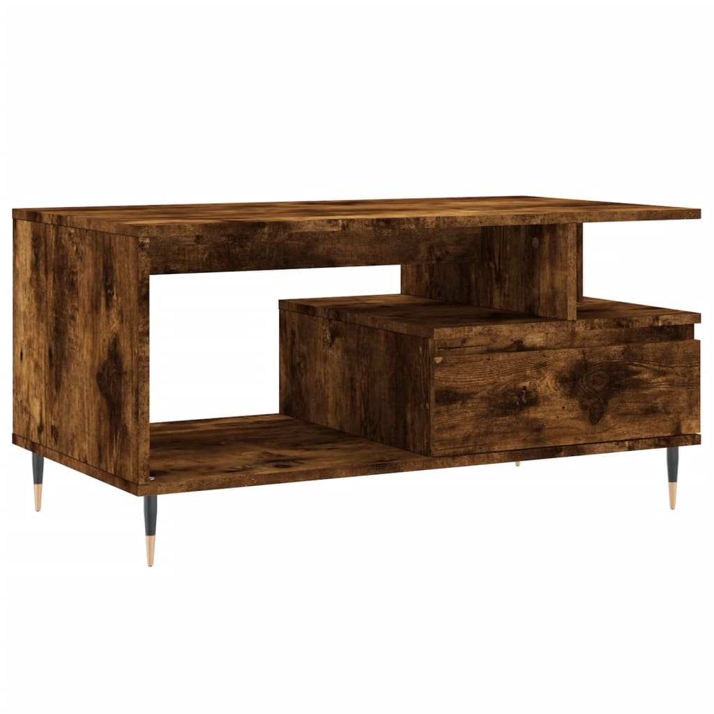 Tavolino da Salotto Rovere Fumo 90x49x45 cm Legno Multistrato - homemem39