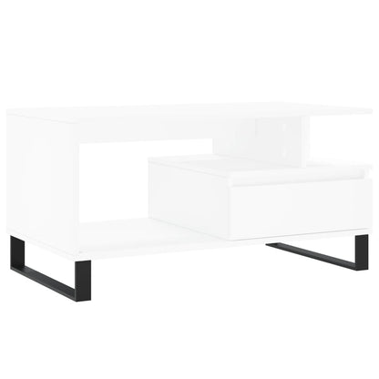 Tavolino da Salotto Bianco 90x49x45 cm in Legno Multistrato - homemem39