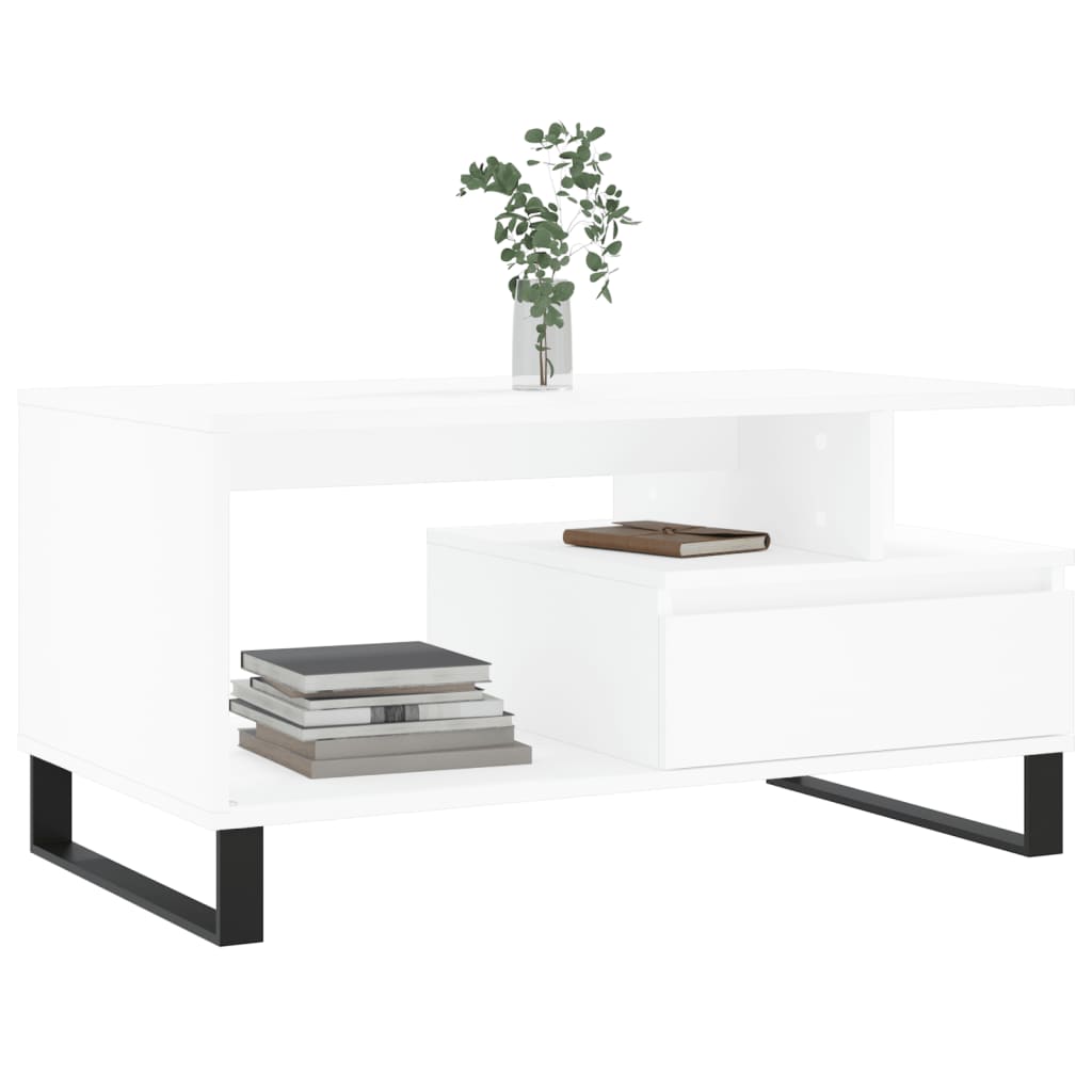 Tavolino da Salotto Bianco 90x49x45 cm in Legno Multistrato - homemem39