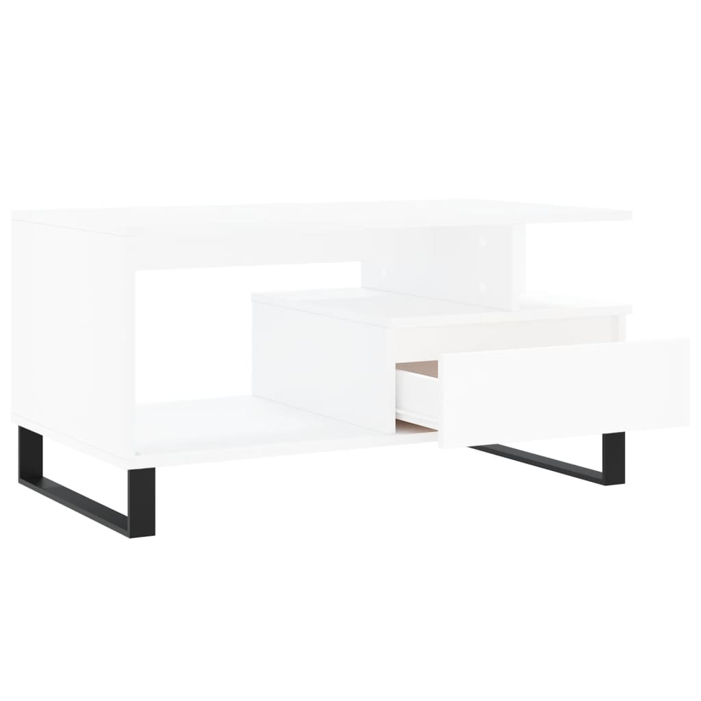 Tavolino da Salotto Bianco 90x49x45 cm in Legno Multistrato - homemem39