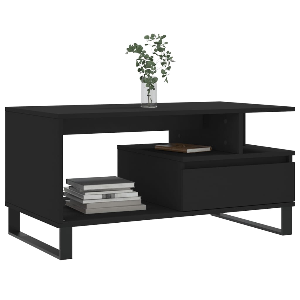 Tavolino da Salotto Nero 90x49x45 cm in Legno Multistrato - homemem39