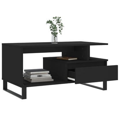 Tavolino da Salotto Nero 90x49x45 cm in Legno Multistrato - homemem39