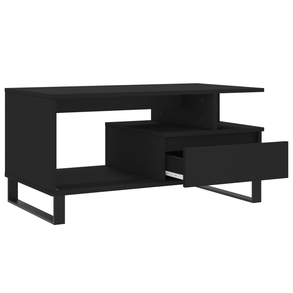 Tavolino da Salotto Nero 90x49x45 cm in Legno Multistrato - homemem39